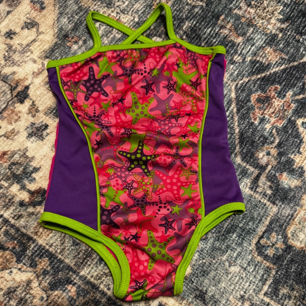 2/$10- Vibrant Starfish Kids One Piece Swimsuit